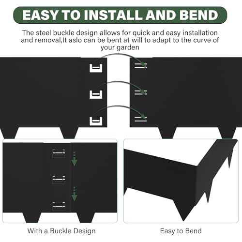6-Pack Metal Landscape Edging 12 inch x 20 ft, Black Powder Coated - size: 12 inch
