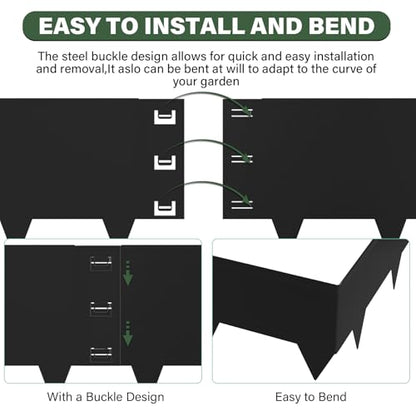 6-Pack Metal Landscape Edging 12 inch x 20 ft, Black Powder Coated - size: 12 inch