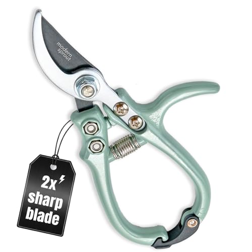 Modern Sprout Bypass Hand Pruners - Scissors - Gardening Tools - Sage - color: Sage