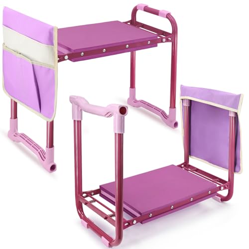 Folding Garden Stool and Kneeler, Heavy Duty Garden Kneeler and Seat, Kneeling Device for Gardening, Gardeners and Seniors (Purple) - color: Purple