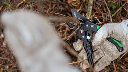 Hooyman Forged Loppers and Ratchet Pruner with Heavy Duty Steel Construction, Ergonomic No-Slip H-Grip Handles, and Blade Lock for Gardening, Land Management, Yard Work, Trimming, Pruning, and Outdoor - style: Ratchet Pruner