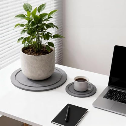 8"+10" Instantly Dry Diatomite Stone Plant Saucers - 2 Pack, Gray - color: Gray, size: 8"+10" (2 Pack)