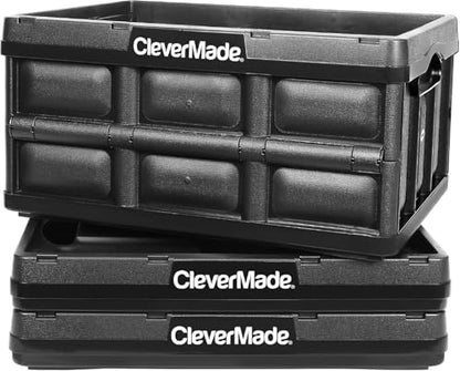 CleverMade Collapsible Storage Bins, 32L 3 Pack, 66 lb Stackable, Obsidian - color: Obsidian, size: 32l - 3 Pack