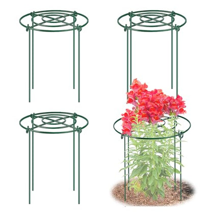 MJZ 4 Pack Peony Cages and Supports, 11.5" Dx16 H Metal Plant Supports - size: 11.5" Wx16" H-4 Pack