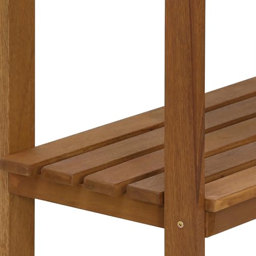 Furinno TIOMAN Potting Bench with Storage, Outdoor Potting Bench Table, Garden Workstation, with Shelves for Gardening, Potting, Planting, Light Wood
