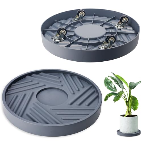 REDHUGO 2 Pcs Rolling Plant Caddy with Hidden Wheels, Gray, 13 inches - color: Grey, size: 13 inches