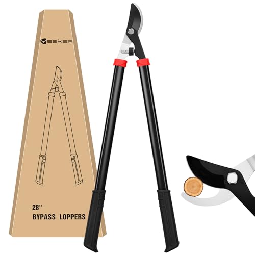 Yesker 28" Loppers for Tree Trimming Heavy Duty Tree Trimmer Sharp Steel Blade Bypass Loppers Branch Cutter up to 1.5 Inch Dia Cut Capacity Shock-Absorbing Bumper Handle Ideal for Garden Maintenance - size: 28" Loppers