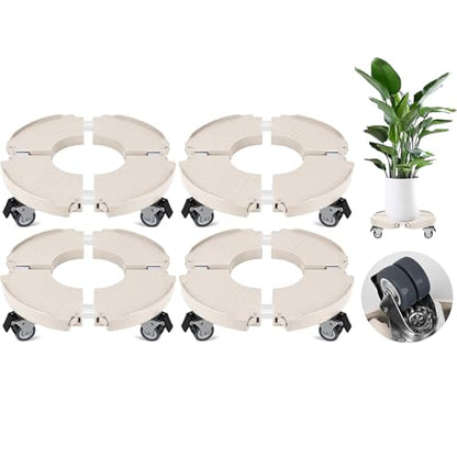 ToLanbbt Plant Caddy Stand with 360° Wheels Adjustable 15-22 Inch Rolling Stand Heavy Duty Large Plant Cart Dolly with Casters 440lbs Capacity for Large Planter, Garden Pot, Flower Pot, Beige, 1 Pack - color: Beige