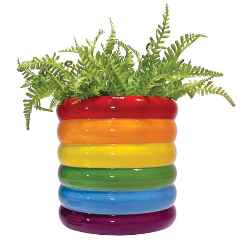 Streamline Imagined Rainbow Retro Indoor Planter, 4.5" L x 4.5" W x 4.75" H - color: Stacked Rainbow