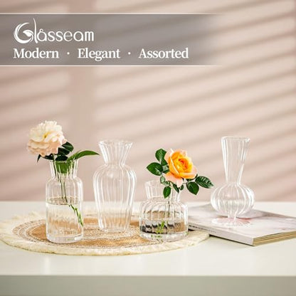 Glasseam Glass Bud Vases Bulk, 16 Pcs Small Clear Vases for Centerpieces - size: 16pcs