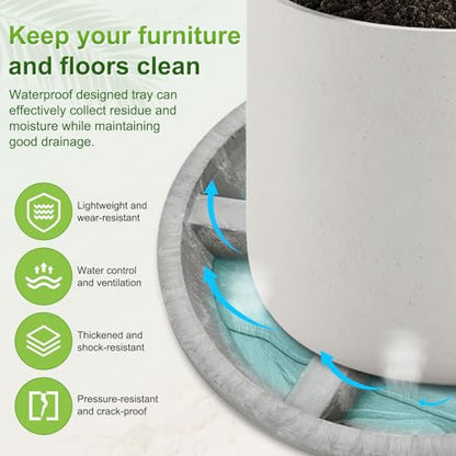 M METERXITY 2-Pack Plant Saucer, 10.04 Inch/25.5 cm Plastic Plant Trays Thicker for Pots/Indoor/Outdoor/Water Drainage and Protection, Flowerpot Drip Tray [Gray Veins] - color: Gray Veins