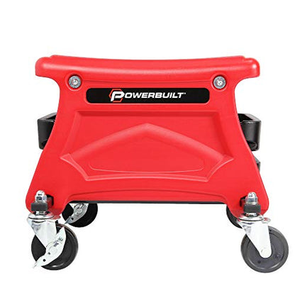 Powerbuilt Rolling Garage Seat with Tool Trays, Smooth Ball Wheel Bearing Casters 300 Pound Capacity Stool, Detailing, Motorcycle, Gardening - 240283 - size: Compact