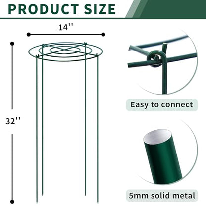 4pack Peony Cages and Supports, 14 x 32 Inch Four Legs Peony Cage, Heavy-Duty Peonies Support Cages, Peony Ring for Roses, Hydrangeas, Sage, Peonies, Cucumbers, Tomato - size: 14"x32"-4pack