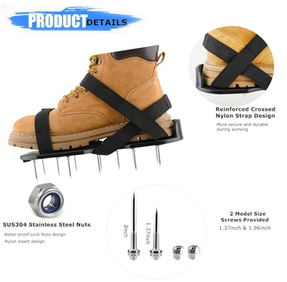 Lawn Aerator Shoes for Lawn,Aerator Shoes Tool with Adjustable Straps,Heavy Duty Spiked Aerating Shoes with 13 Heavy-Duty Metal Spikes,Perfect Aerator Lawn Tool for Lawns,Gardens and Courtyards