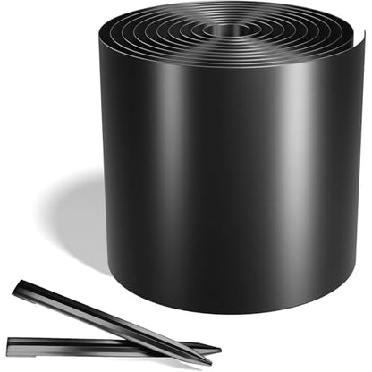 Worth Galvanized Steel Landscape Edging 10" x25' Metal Garden Edging Roll Flexible Bender Border with 8Pcs Stakes for Lawn, Flower Bed Edges, Black - color: Black, style: 10"x25'