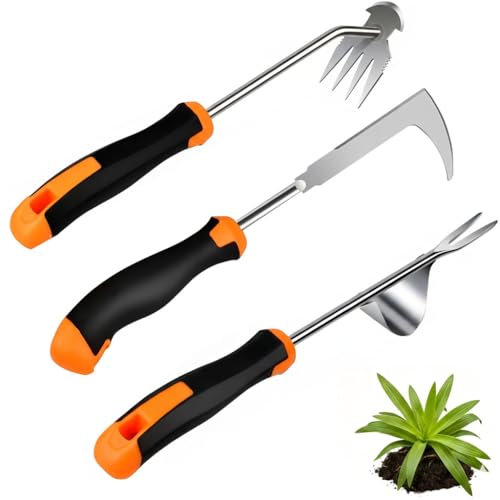 Weed Puller Tool, Portable Rubber-Handled Garden Tools, Four-Tined Weeding Tool, Uprooting Weeding Tools, Crevice Weeder, Yard Weed Tools and Weed Removal Tool (style3) - style: style3