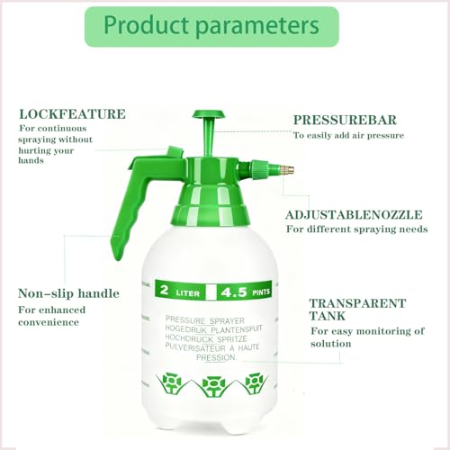3 Pcs 1/2 Gallon Pump Sprayer Plastic, Handheld Pressure Sprayer, Garden Pump Sprayer Bottle with Adjustable Nozzle for Plants, Cleaning, Household Tasks, (Green) - color: Green