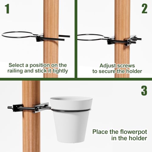 6" Clamp-On Flower Pot Ring, 4 Pack Heavy Duty Deck Flowerpot Holder Ring Metal Planter Hanger Hanging Plant Holder