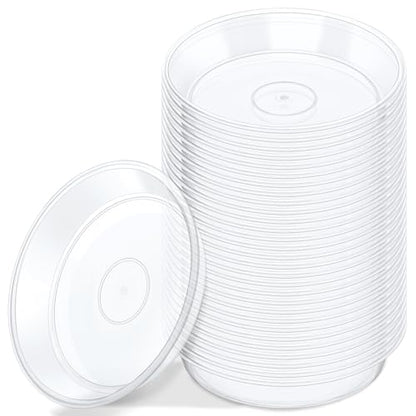 GREANER Plant Saucers for Indoors, 30 Packs Durable Plastic Plant Trays for Pots, Clear Plastic Flower Plant Pot Saucer for Indoor Outdoor Garden（4 Inch - size: 4 Inch