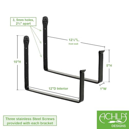 12" Wall Mount Flower Box Brackets