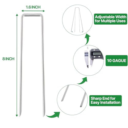 8 Inch Landscape Staples Galvanized Garden Stakes 25 Pack - size: 8 INCH
