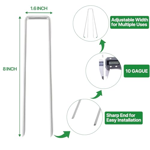8 Inch Landscape Staples Galvanized Garden Stakes 25 Pack - size: 8 INCH
