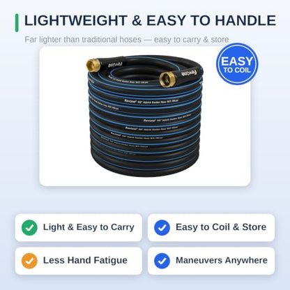 FEVONE Kink Free Garden Hose 12 ft, Heavy Duty Water Hose - size: 12FT