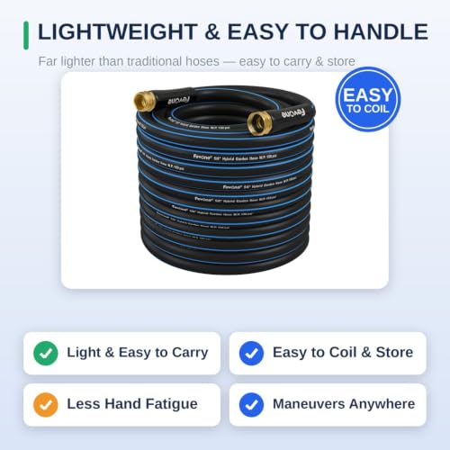 FEVONE Kink Free Garden Hose 100 ft, Heavy Duty Water Hose - size: 100FT