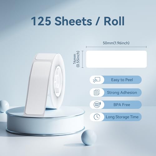 NIIMBOT Thermal Transfer Labels 0.55''x1.97'', Only for N1(B18) Label Maker - color: 0.55''×1.97''-white