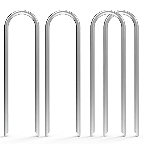 AAGUT U Shaped Garden Stakes 6 Inch, Galvanized Landscape Staples for Tube - size: 6" x 150 Pcs