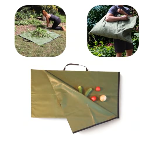 Garden and Landscape Bag, Portable Leaf and Weed Tarp with Handles, Reusable Leaf Bag, 48" X 56" Weed and Landscape Tarp
