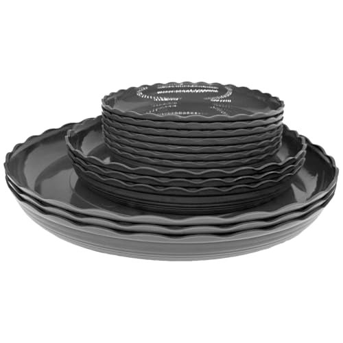 Plastic Plant Saucer Trays, 13 Pcs Plant Trays, 6/8/10 Inch Round, Gray, for Indoor/Outdoor Plants - color: Gray