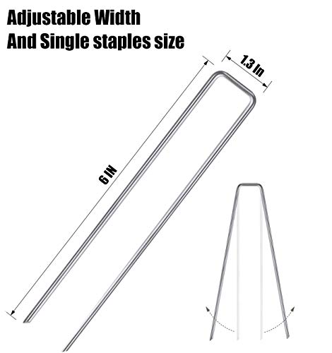 Mininfa 6 Inch Heavy Duty 9 Gauge 125 Pack Galvanized Garden Stakes, Rust Resistant Landscape Staples, Lawn pins Fabric Staples for Anchoring Landscaping, Weed Barrier Fabric, Ground Cover - size: 6 inch 125 Pack