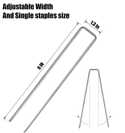 Mininfa 6 Inch Heavy Duty 9 Gauge 125 Pack Galvanized Garden Stakes, Rust Resistant Landscape Staples, Lawn pins Fabric Staples for Anchoring Landscaping, Weed Barrier Fabric, Ground Cover - size: 6 inch 125 Pack
