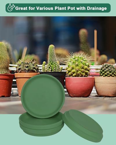 vensovo 8 Inch Green Terracotta Plant Saucers, 4 Pack Large Clay Trays - color: Green