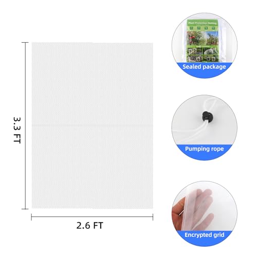 Fruit Protection Bags with Drawstring, 4 Packs Blueberry Bush Netting, Ultra-Fine Mesh Garden Insect Tree Cover, Plant Cover for Pest, Insect Bird Barrier Netting-3.3 x 2.6Ft - size: 3.3 x 2.6Ft