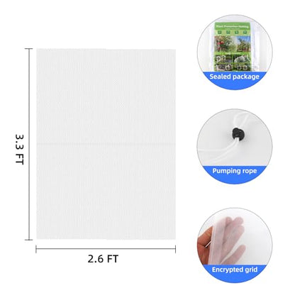 Fruit Protection Bags with Drawstring, 4 Packs Blueberry Bush Netting, Ultra-Fine Mesh Garden Insect Tree Cover, Plant Cover for Pest, Insect Bird Barrier Netting-3.3 x 2.6Ft - size: 3.3 x 2.6Ft