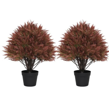 24" Fall Topiary Artificial Outdoor Plants, Faux Cedar Bushes & Shrubs - color: Red Green Mix Cedar