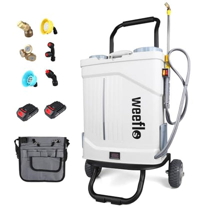 Battery Powered Backpack Sprayer,4 Gallon Electric Sprayer with Wheeled Cart