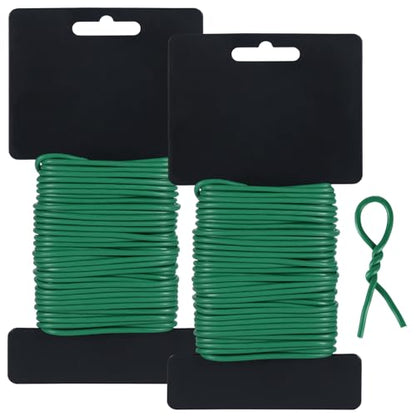 Tenn Well 2Pk 66ft 2.8mm Plant Ties Green Garden Wire for Climbing Plants - color: Green, size: 2.8mm