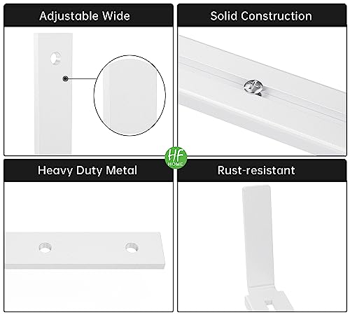 HFHOME 2 PCS Adjustable Planter Box Brackets (6 to 12.5 in), Universal Window Box Brackets, Heavy Duty Metal Flower Box Wall Mounting Hooks for Balcony, Fences, Patio, and Garden - White - size: Set of 2 - White