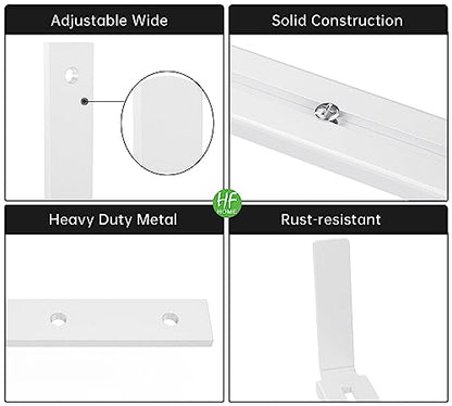 HFHOME 2 PCS Adjustable Planter Box Brackets (6 to 12.5 in), Universal Window Box Brackets, Heavy Duty Metal Flower Box Wall Mounting Hooks for Balcony, Fences, Patio, and Garden - White - size: Set of 2 - White