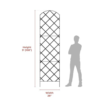 Giant Trellis, 108” high (9’ Tall) by 28” Wide Trellis with Arched top - by Meranti Home + Garden