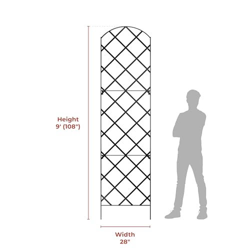 Giant Trellis, 108” high (9’ Tall) by 28” Wide Trellis with Arched top - by Meranti Home + Garden