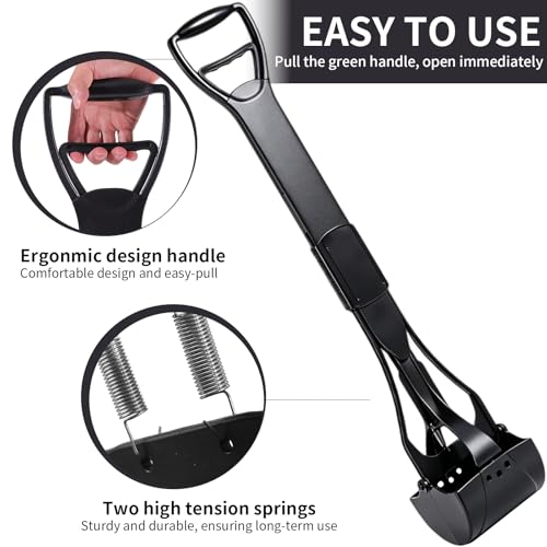ienjoyed 36“ Large Dog Pooper Scooper for Large Dogs Heavy Duty, Non-Breakable Dog Poop Scooper with Wide Handle for Grass, Gravel, Durable Dog Poop Pick Up Tool, Long Handled Poop Grabber (Black) - color: 36-inch(Black)
