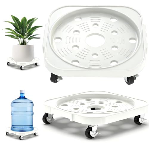 2 Pack 11'' Heavy Duty Rolling Plant Caddy with Wheels, White - color: White