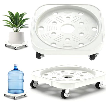 2 Pack 11'' Heavy Duty Rolling Plant Caddy with Wheels, White - color: White