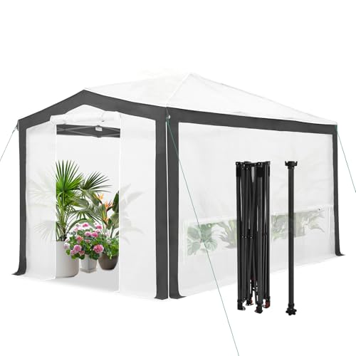 EAGLE PEAK 12x8 Walk in Pop Up Greenhouse, Support Pole, Gray/White - color: Gray/White, size: 12x8