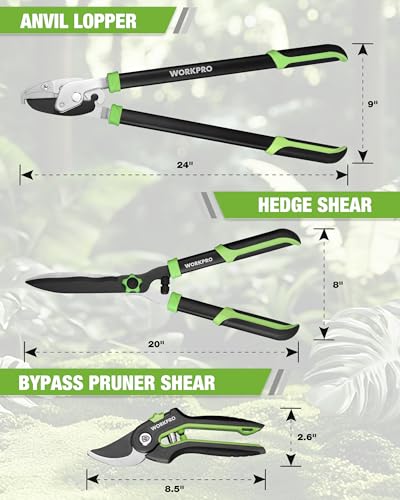 WORKPRO 3-Piece Garden Shears Set, Heavy-Duty Gardening Clippers - size: 3PCS - Garden Shears Set