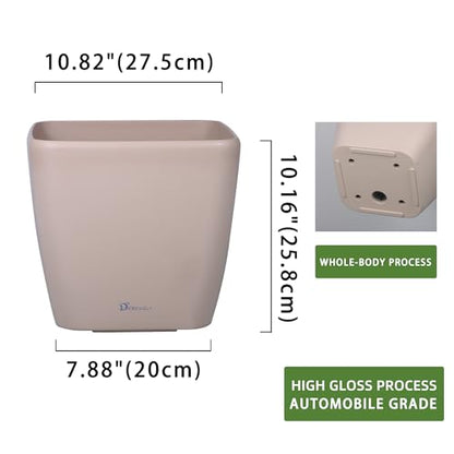 Dexceder 11x10 Self Watering Planter (Taupe Matte) - color: Taupe, size: 11x10